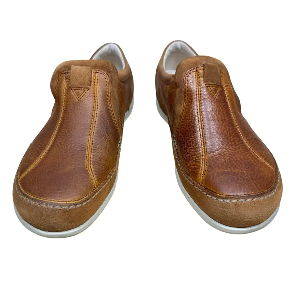 ECCO Women's Cayla Cognac Leather Slip On‎ Comfort Loafer Flats - Size 39